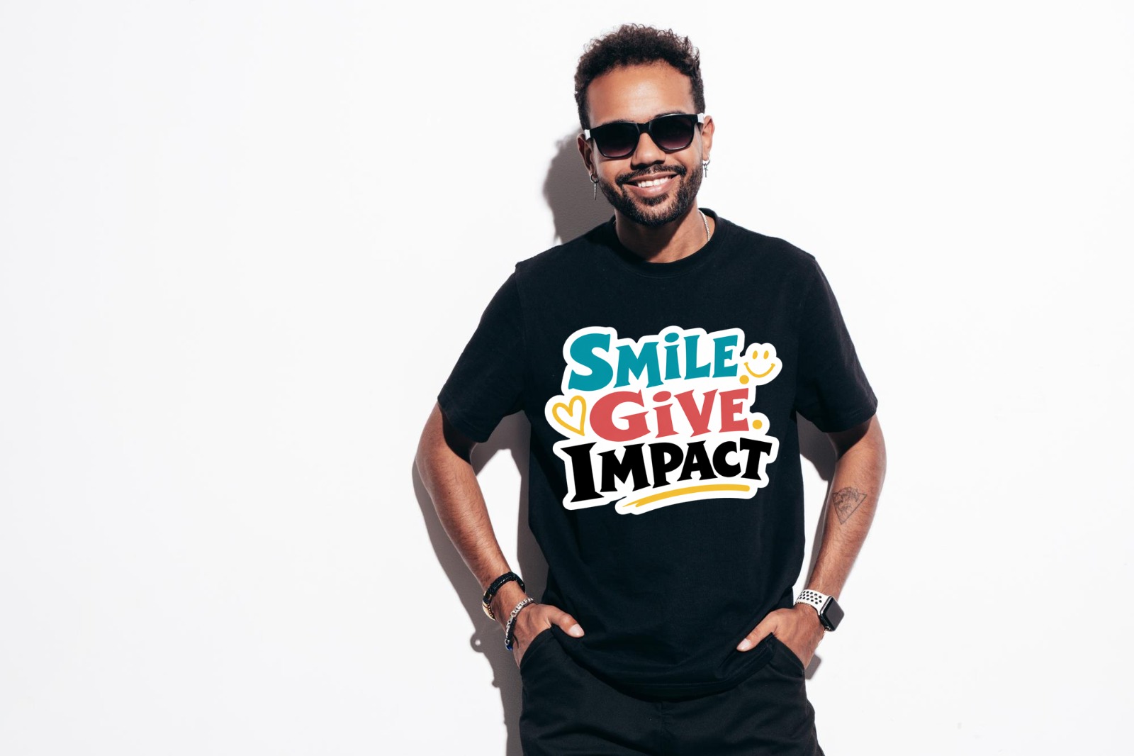 SMILE Give Impact Black T-Shirt